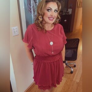 She + Sky Red Mini Dress